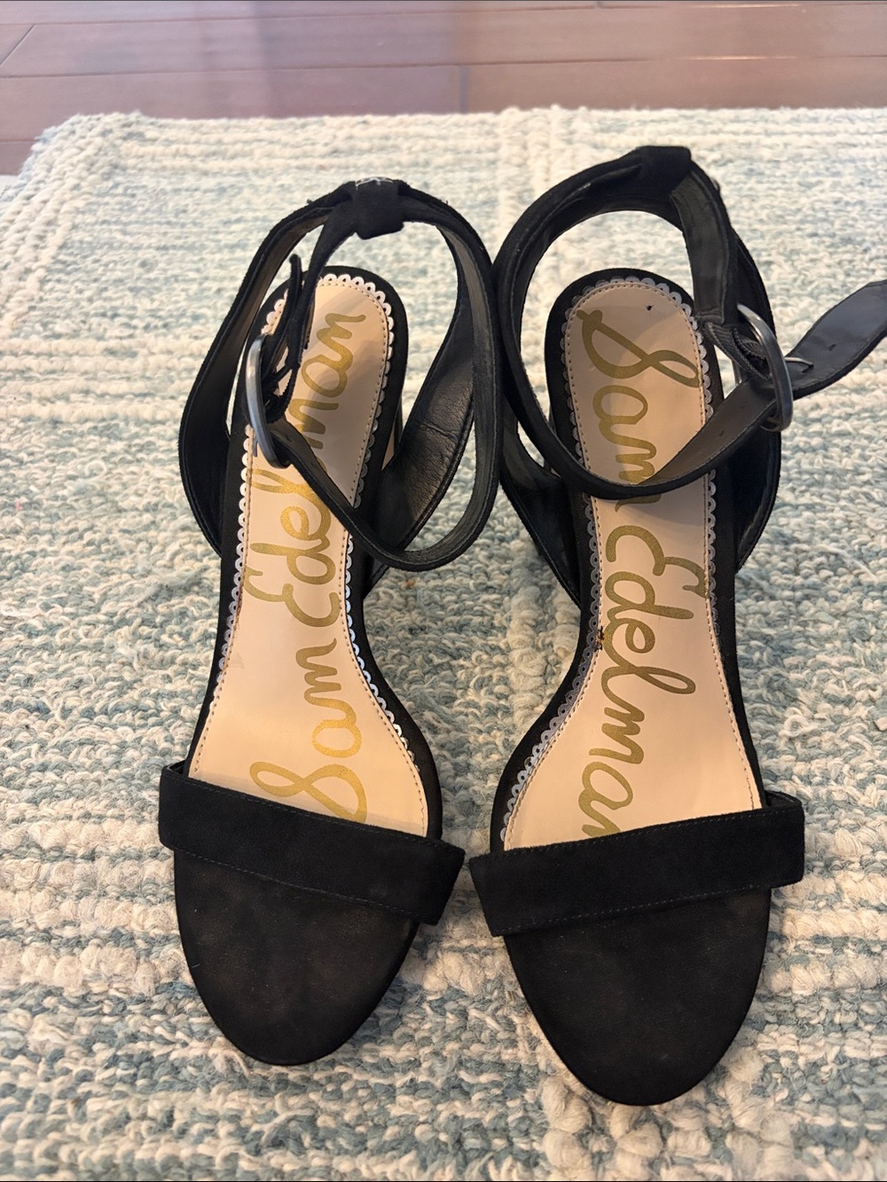 Sam Edelman Black Suede Ankle-Strap Heels